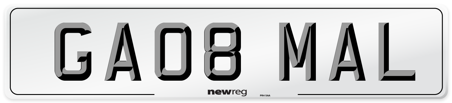 GA08 MAL Number Plate from New Reg